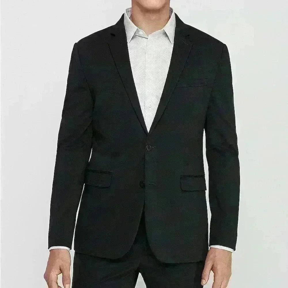 Express Performance Extra Slim Stretch+ Navy Blue Luxe Comfort Soft Suit Jacket
